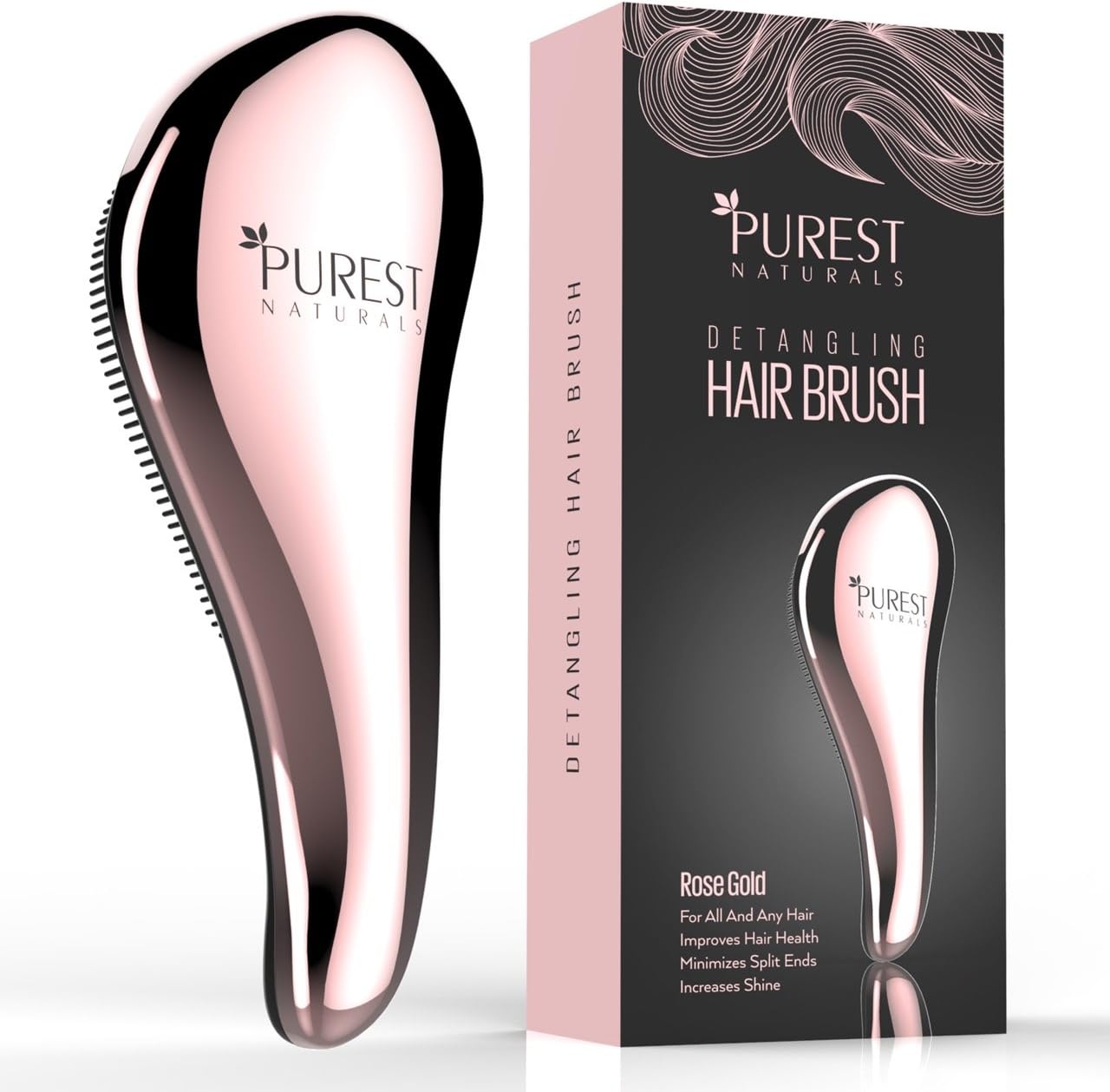Purest Naturals Chrome Detangling Hair Brush Set - Best Detangler Wet Shower Comb For Women, Men, Girls & Boys - Detangle Knots Easily