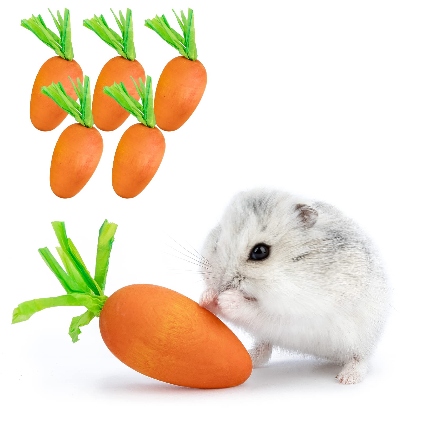 Photo 1 of Niteangel Hamster Chew & Decor Toys - for Syrian Dwarf Hamsters Gerbils Mice Lemming Degu or Other Small-Sized Pets (Carrot-Shape (Pack of 6))