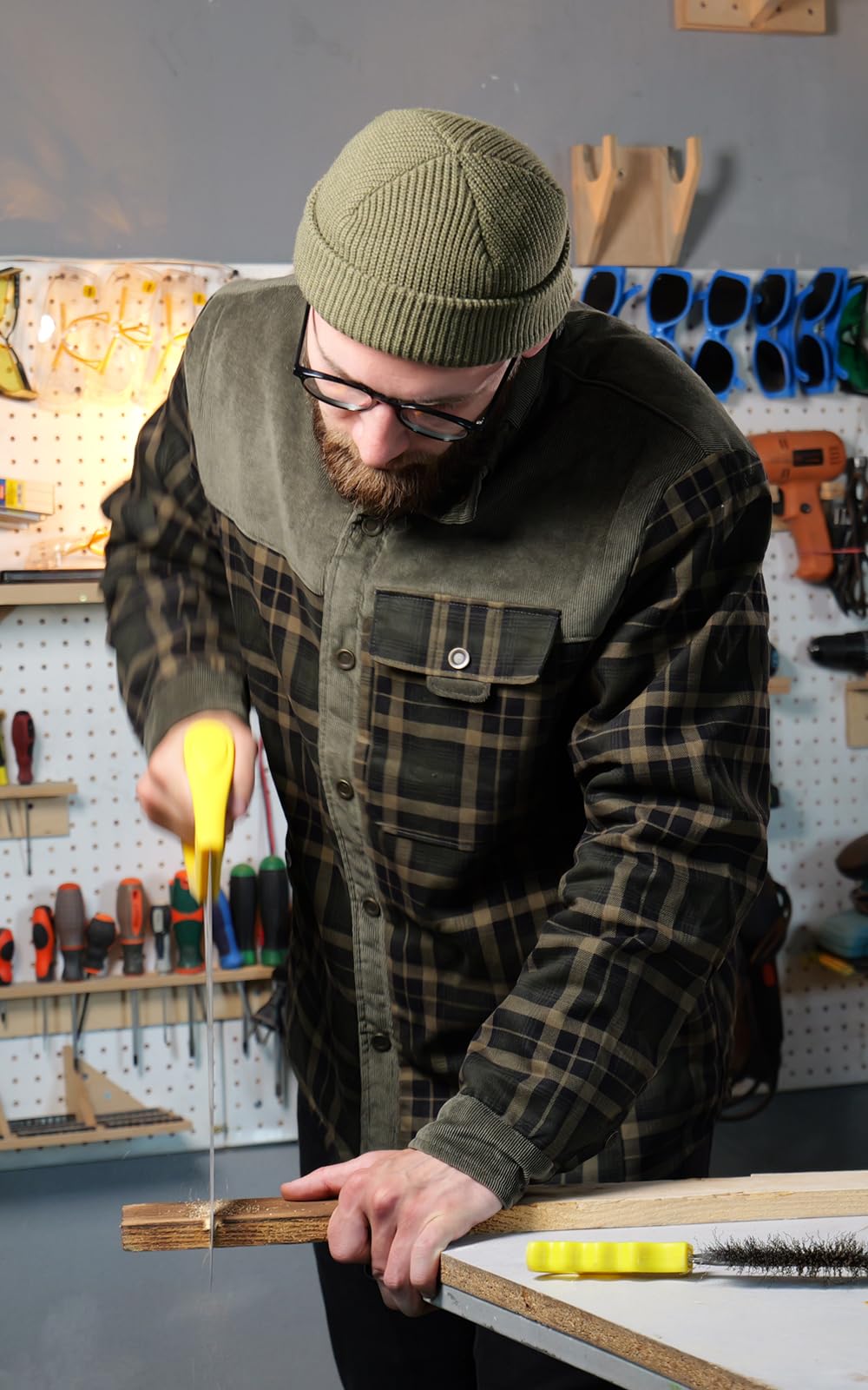 Mr.Stream Men's Outdoor Casual Vintage Long Sleeve Plaid Flannel Button Down Shirt Jacket