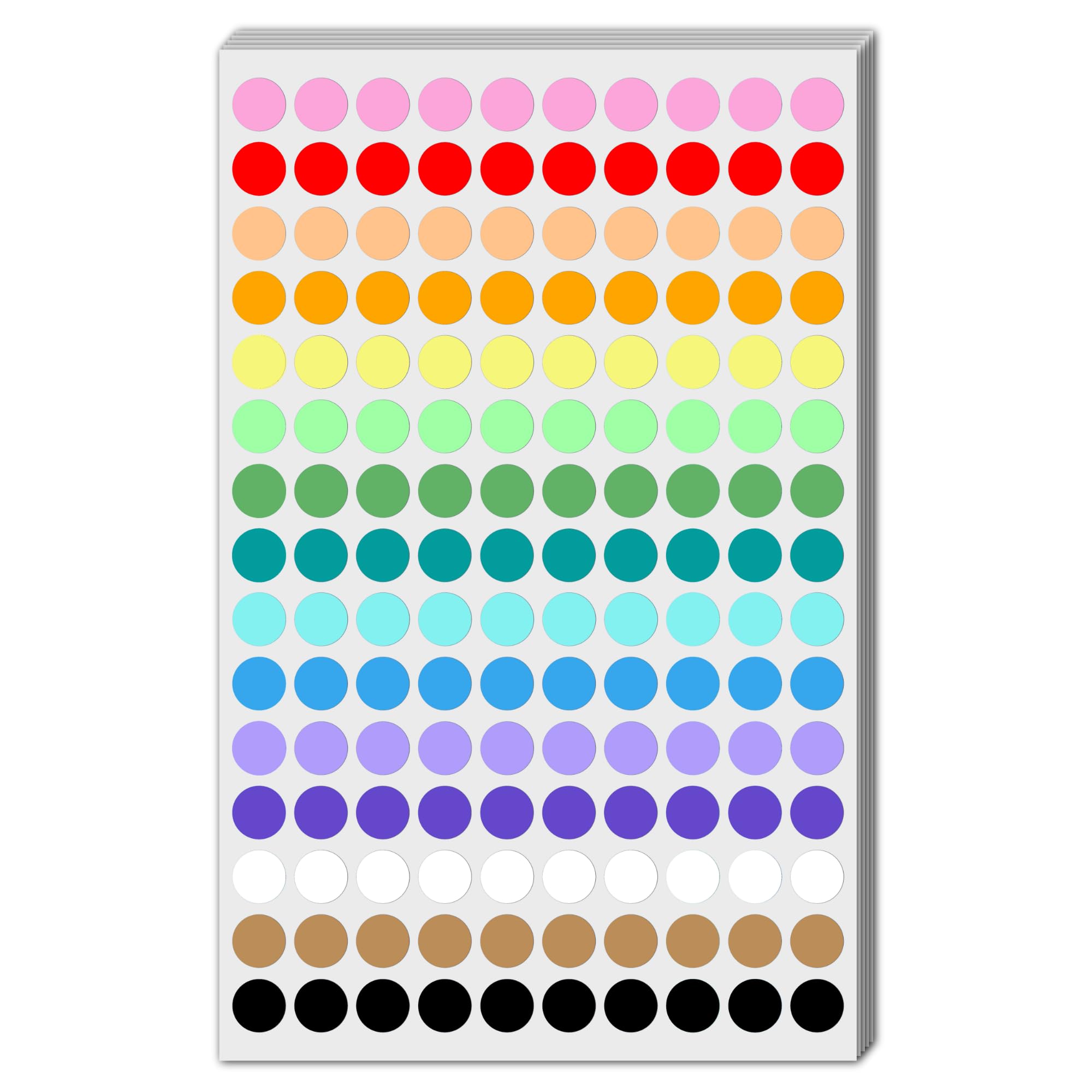 9000 Pack - 10mm Coloured Dot Stickers, Sticky Dots Labels - 15 Assorted Colours