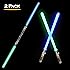 2-in-1 LED Light Up Swords Set FX Double Bladed Dual Sabers with Motion Sensitive Sound Effects (2 Pack)