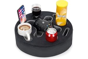 INNO STAGE Couch Cup Holder-Sofa Cup Holder Pillow | Couch Caddy Buddy | Drinks Cupholder Tray Organizer for Bed, Rv, Tv, Car, Man Cave, Boat, Remote, Snacks| Gift for Couch Potato,Newborns' Partent (Grey)