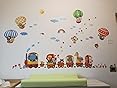 DECOWALL DAT-1606N Tabella di Altezza con Mongolfiera con Animali Adesivi da Parete Decorazioni Parete Stickers Murali Soggiorno Asilo Nido Camera da Letto per Bambini