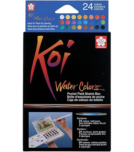 Amazon.com: SAKURA XNCW-48N Koi Watercolor Field 48 Color Sketch Set