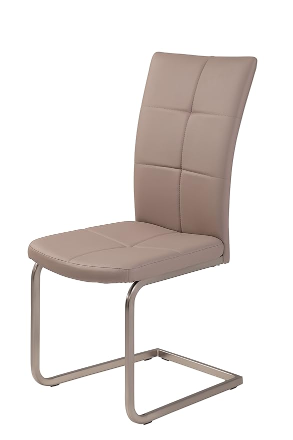 2er Set Schwingstuhl Laura, Kunstleder Cappuccino, Vierkantrohr Edelst.farben, 100 x 44 x 60 cm