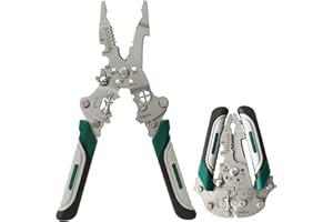 Heavy Duty Wire Stripper Tool – Folding 9-in-1 Electrician Wire Stripping Pliers, Crimper & Cutter 10–20 AWG for Electrical W