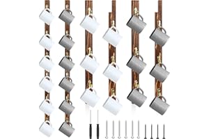 2 Pack Coffee Mug Wall Rack with 12 Hooks Burnt Wood Wall Mounted Coffee Mug Holder Brown Coffee Cup Organizer Coffee Mug She