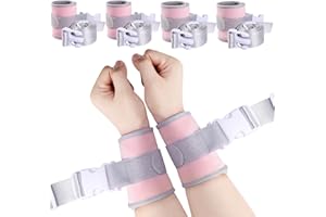 lefeke Patient Medical Restraints with Quick Release Buckles, Bed Restraints Belts for Wrists and Ankles, Limb Holder Movement Limited Ties for Hands and Legs（4 Pcs Pink）