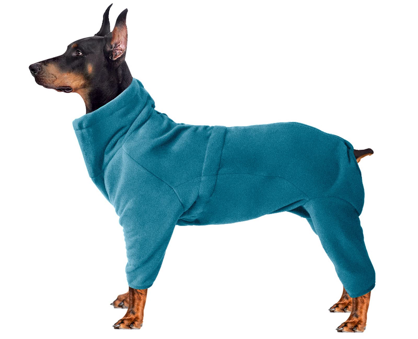 Cosy Fleece Coat for Dogs, Full body Jacket with four leg, adjustable jumpsuit with zipper closure, Winter Clothes ideal for Pet Dog Outdoor or Indoor,for small medium large breed-Turquoise-XXL