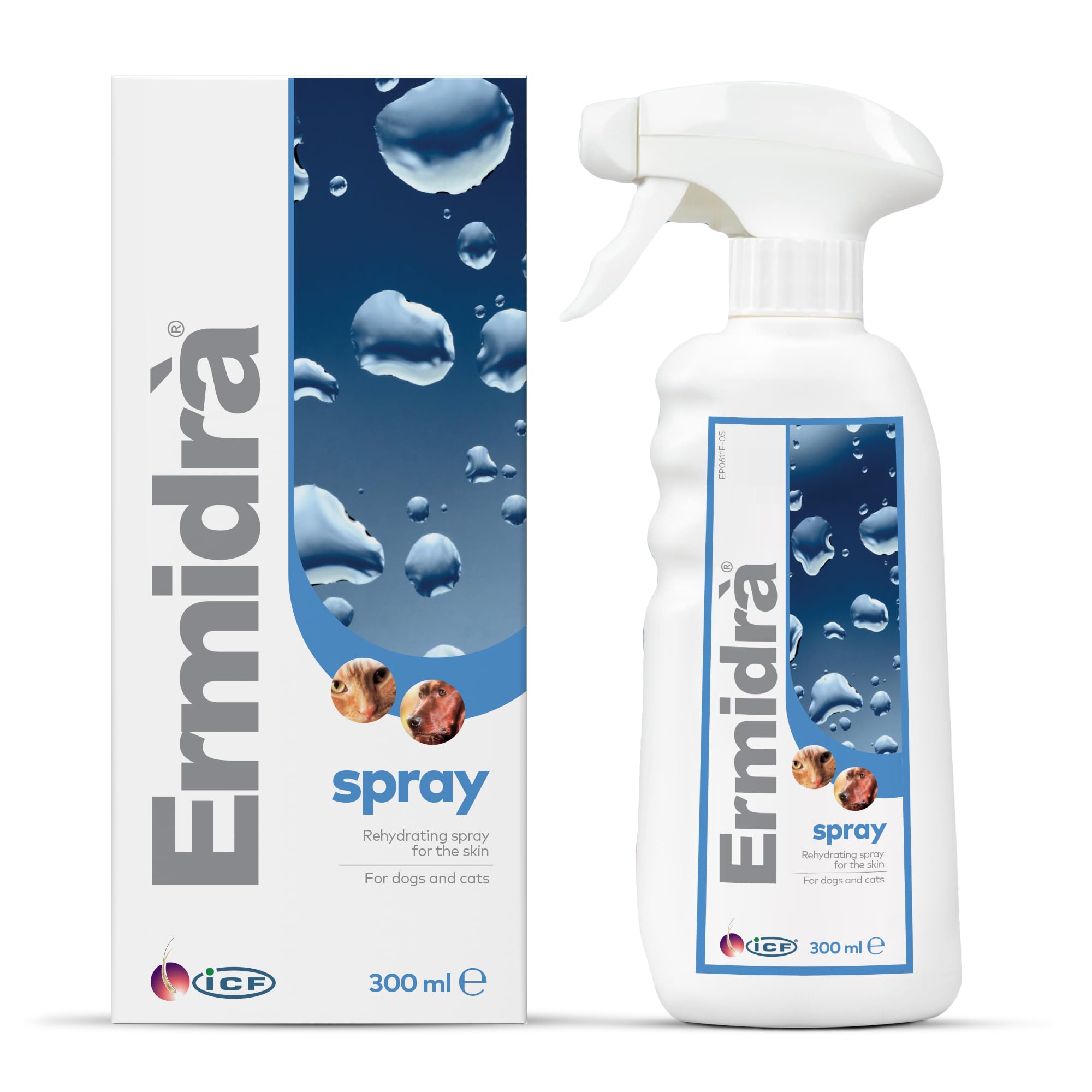 ICF | Ermidrà Spray Waterless Dry Shampoo Moisturising Wash for Dogs & Cats | Itchy Dry Smelly and Sensitive Skin | 300 ml
