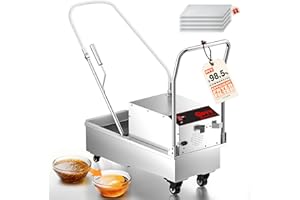 PYY Fryer Filter Machine - 40L/10.5GAL Mobile Fryer Oil Filter Machine 5.28GAL/Min 1700RPM Stainless Steel Commercial Deep Fryer Oil Filtration Grease Filter Machine for Restaurant Fast Food Shop 550W