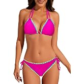 American Trends Women's String Triangle Bikini Two Piece Bikini Sets for Women Sexy Swimsuit Halter Top Bathing Suit
