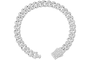 LULU MEL Iced Classic Spring Clasps 9mm Cuban Link Chain Necklace/Bracelet, Everlasting Shine 14k Gold/Silver Plated Diamond Choker, Prong-Setting 5A Cubic Zirconia Hip Hop Jewelry For Men Women with Gift Box