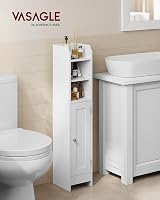 VASAGLE Slim Bathroom Floor Cabinet with Door Cloud White BBC311W01 view 2
