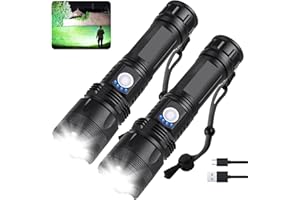 MILAOSHU Rechargeable Flashlights 90000 High Lumens - 2 Pack, Super Bright LED Flash Light with 5 Modes, 12 Hour Brightest Waterproof Handheld Flashlight for Home, Camping