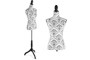 HOMBOUR Female Mannequin Torso Dress Form, Sewing Mannequin Body, Height Adjustable 52-67 inch Manikin with Stand for Dressmaker Jewelry Display, Black Flower