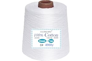 colored bird Size 8 Crochet Thread,Cotton Yarn, 500g per Cone， White