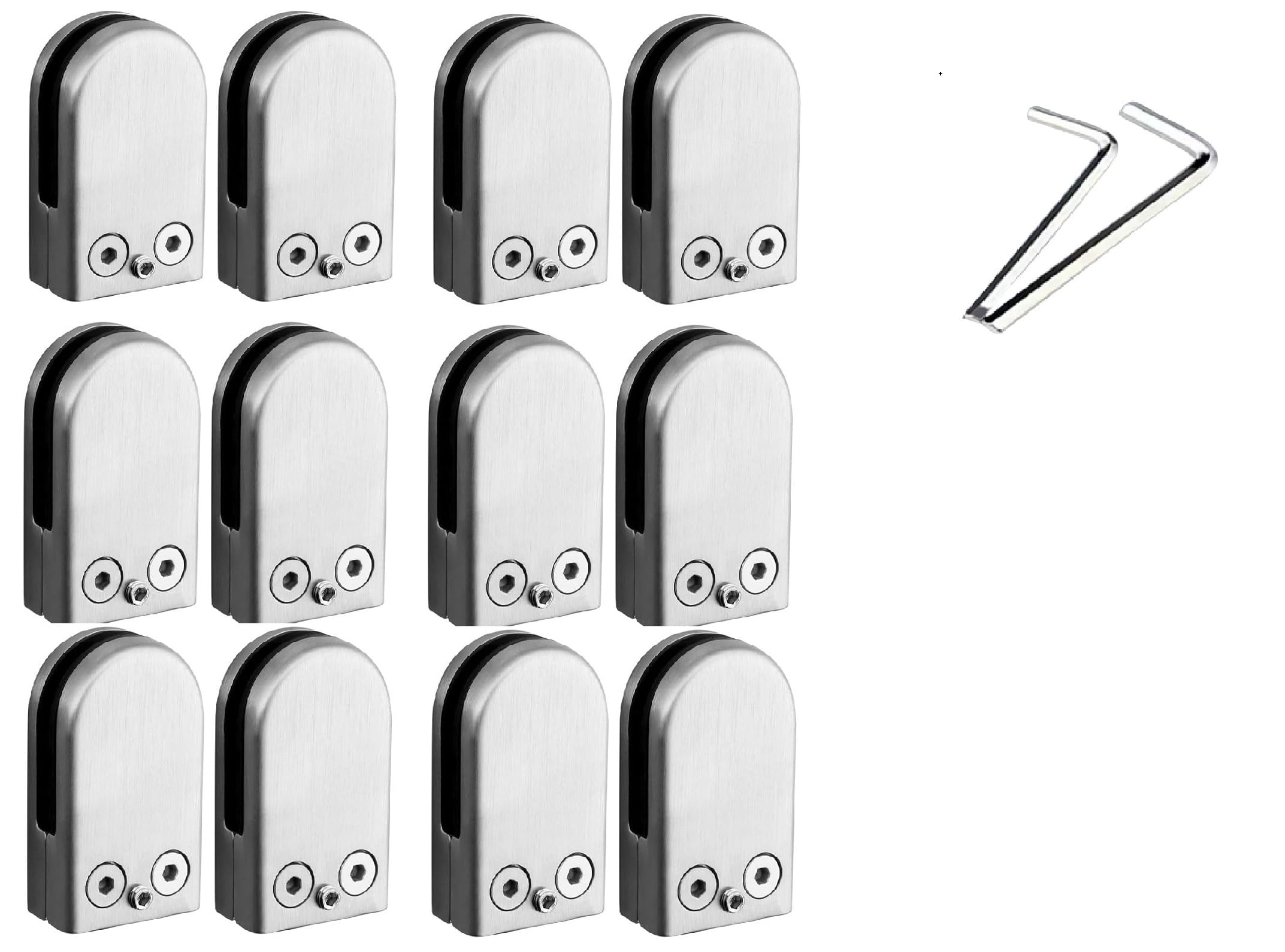 4/8/12 pcs Glass Clamps, 6-8-10-12mm Round Glass Clamps, Glass Mounting Brackets Glass Clips Holder 304 Stainless Steel Glass Bracket Flat Back for Balustrade Staircase Handrail (12pcs(10-12mm)) — image 1