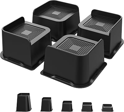 USION Bed Risers 3 Inch Heavy Duty 4 Pack L-Shaped 5000 LBS 4.52x4.52 in
