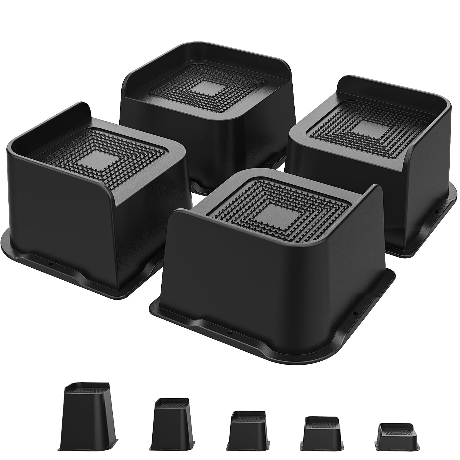 USION Bed Risers 3 Inch Heavy Duty,4.6"*4.6" Wide Opening Furniture Risers 4 Pack,L-Shaped Oversized Bed Lifts Risers Support up to 5000 LBS for Sofa,Bed Frame,Tables,Couches,Black