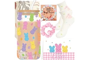 Shejdgart Easter Gifts Set for Women - 6 Pcs Easter Basket Stuffers for Adults, 16oz Glass Cup Socks Bracelet Greeting Card S