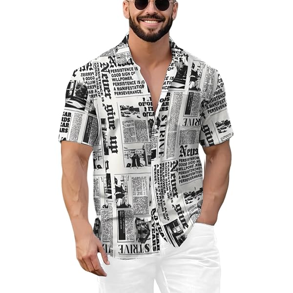 newspaper dress shirt Newsprint Button Up Layering Piece