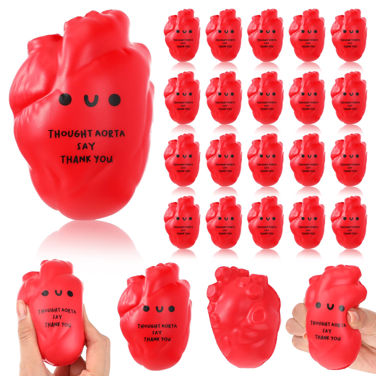 Gemscream Funny Cardiac Stress Balls for Adults Motivational Stress Reliever Squeezable Mini Foam Balls Coworker Cardiology Gifts for Employee Coworker Staff Teacher Nurse(20 Pcs, Heart)
