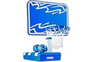 Play22 Swimming Pool Basketball Hoop - 4 Adjustable Height - Revolutionary Base and Storage System, Large Backboard 33"x 54", Pool Toys Basketball Game, Includes 2 Balls and Pump