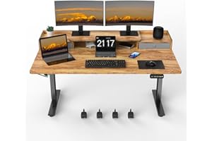 ExaDesk 63×30 Inch Electric Standing Desk with 2 Drawers, Adjustable Height Widened Stand Up Desk with Storage Shelf, Sit to Stand Ergonomic Workstation for Home Office