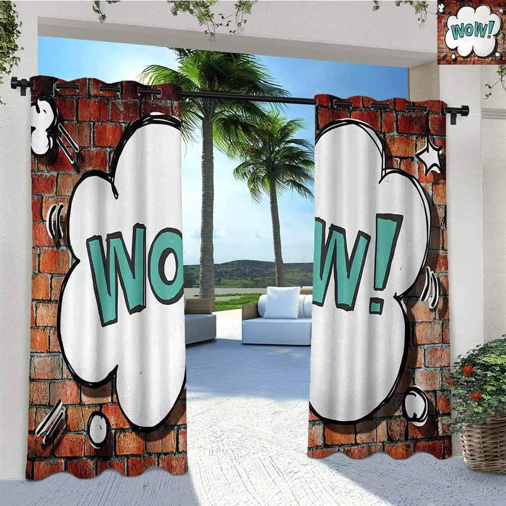 ScottDecor Brick Wall High-end Curtains Voile Drapes for Lawn Corridor Terrace Garden Red Cracked Brick Wall British Backdrop UK English Pop Art Cloud 90s Grunge Multicolor 112W x 95L Inch