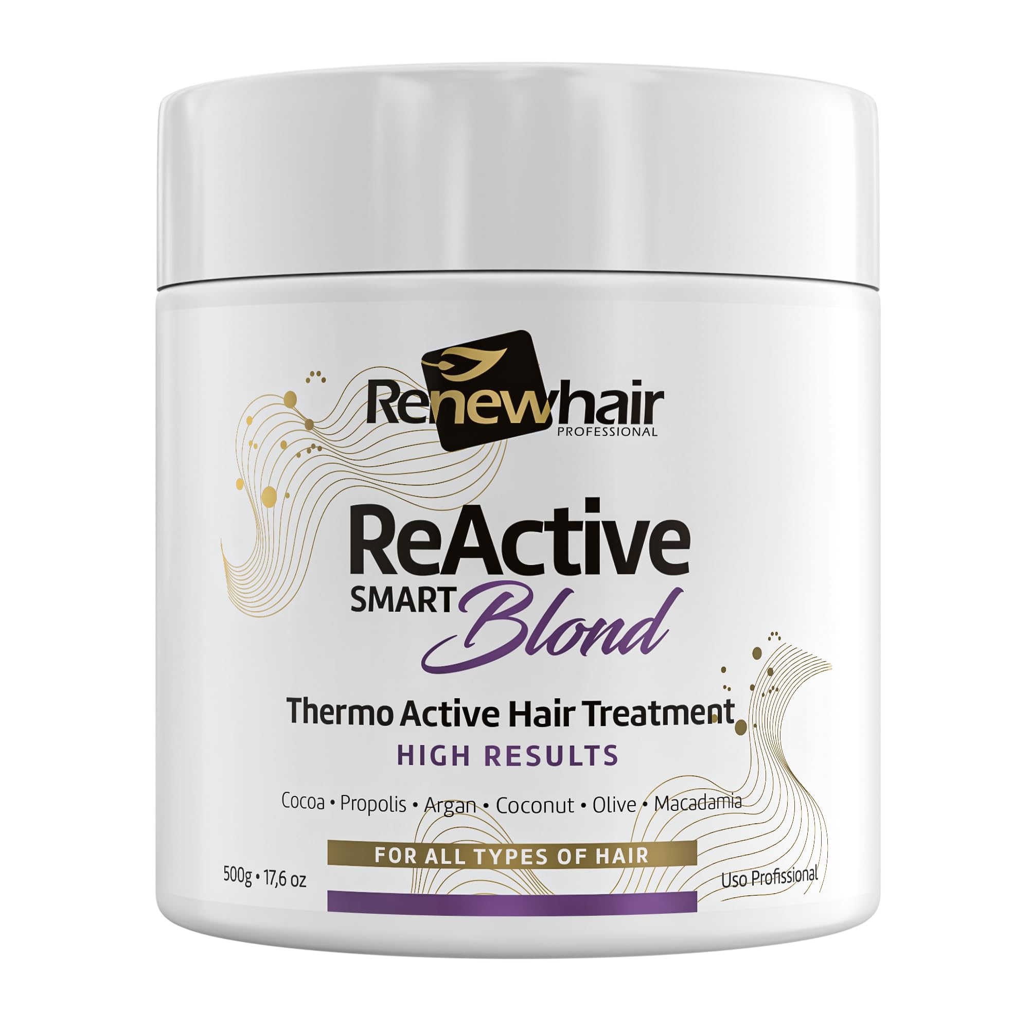 Renew Hair Professional REACTIVE BLOND COLLAGEN Hair Mask | Silk Straightening Treatment for Smooth, Frizz-Free, Blonde Hair | Salon Finish | Vegan | Volume-Reduced Formula 500gr