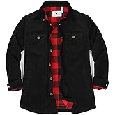 Women's Corduroy Shirt Jacket with Flannel Lining, Snap Button Front Fall Winter Shacket Coat