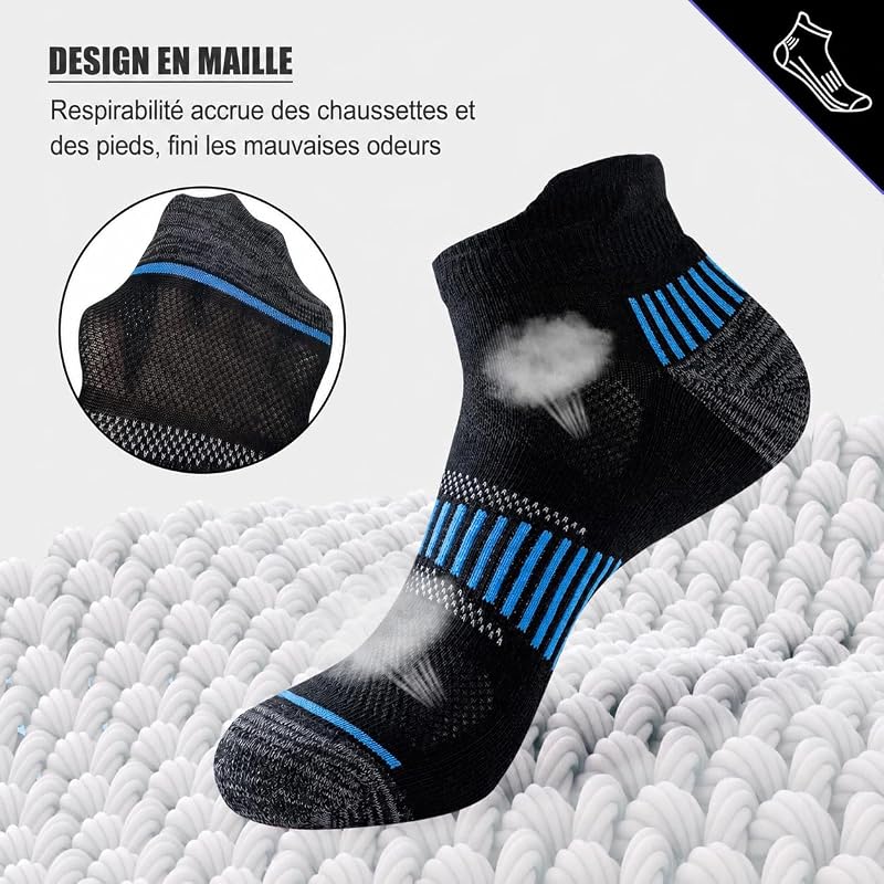 Chaussettes de Sport Homme, 6 Paires, Courtes et Rembourrées — photo 5 sur 8