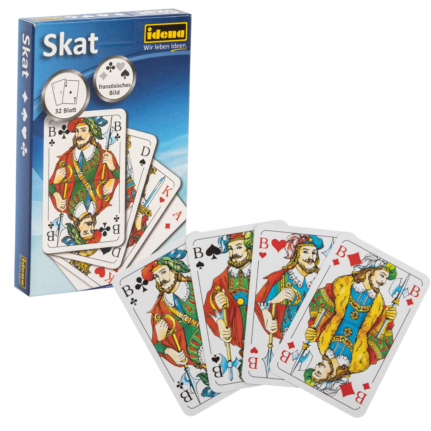 Idena 6250100 Skat card game, 32 cards with French images