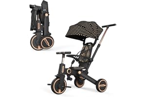 Bebehoo Tricycle Strollers for Toddler, 7-in-1 Foldable Baby Balance Bike 18 Months to 5 Years,Push Tricycle Bike for Toddlers with Removable Handle Seat Adjustable Canopy for Kids