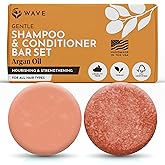 Shampoo and Conditioner Bar, Argan Oil - Sulfate Free Solid Shampoo and Conditioner Bars Set, Vegan Hair Care for All Hair Types, Long Lasting (120 uses) Travel Friendly, Made in the USA