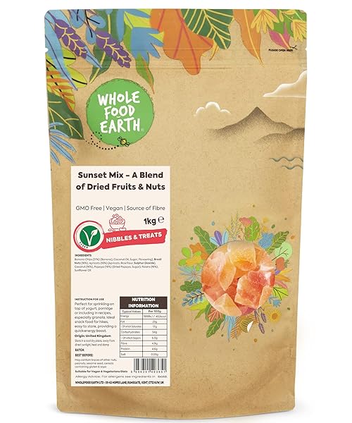 Whole Food Earth® - Sunset Mix - A Blend of Dried Fruits and Nuts 1 kg | GMO Free | Source of Fibre