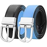 Falari Reversible Belt Genuine Leather Fashion Belt With Single Prong Buckle For Women Youth Kids (1 Belt for 2 Colors)