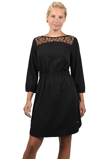 BlendShe Amora Damen Blusenkleid Lange Bluse Kleid Mit Rundhals-Ausschnitt Und Spitze