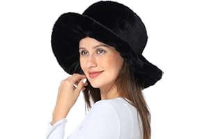 LA CARRIE Women's Snakeskin Print Faux Fur Bucket Hat Winter Warmer Fisherman Cap