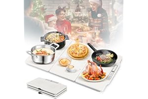 Moongiantgo Electric Warming Tray for Food, Detachable Food Warming Plate with 10 Temperature Settings/12h Timer/Easy Clean, Full Surface Heating Food Warmers for Buffet/Parties/Home Use