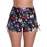 Halcurt Women's High Waisted Swim Board Shorts (Available in Plus) Tummy Control Side Drawstring Swimsuit Bottoms