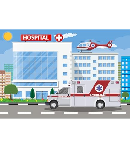 Yeele 7x5ft Cartoon Hospital Backdrop Ambulance Medical Healthcare - View #6