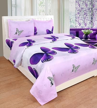 Teyja collections Soft Glace Cotton Double Bedsheet (Multicolour)