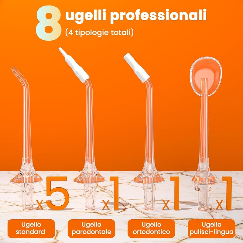Idropulsore Dentale Portatile Irrigatore Orale Pulizia Denti con 4 Modalità