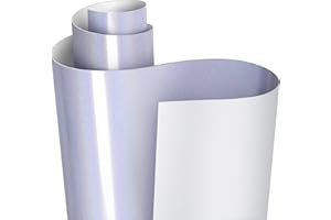 Lypumso Gloss Rainbow White Vinyl Wrap, Holographic Metallic Sparkle Wrapping Film Air Release Technology Auto Car Sticker Decal Film Sheet, Self Adhesive DIY Paint Replacement Wrap Roll 1ft x 5ft