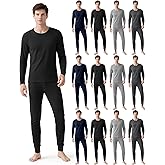 Shyyween 12 Pack Men's Thermal Underwear Sets Long Underwear Fleece Lined Top Bottom Base Layer for Cold Weather,Homeless