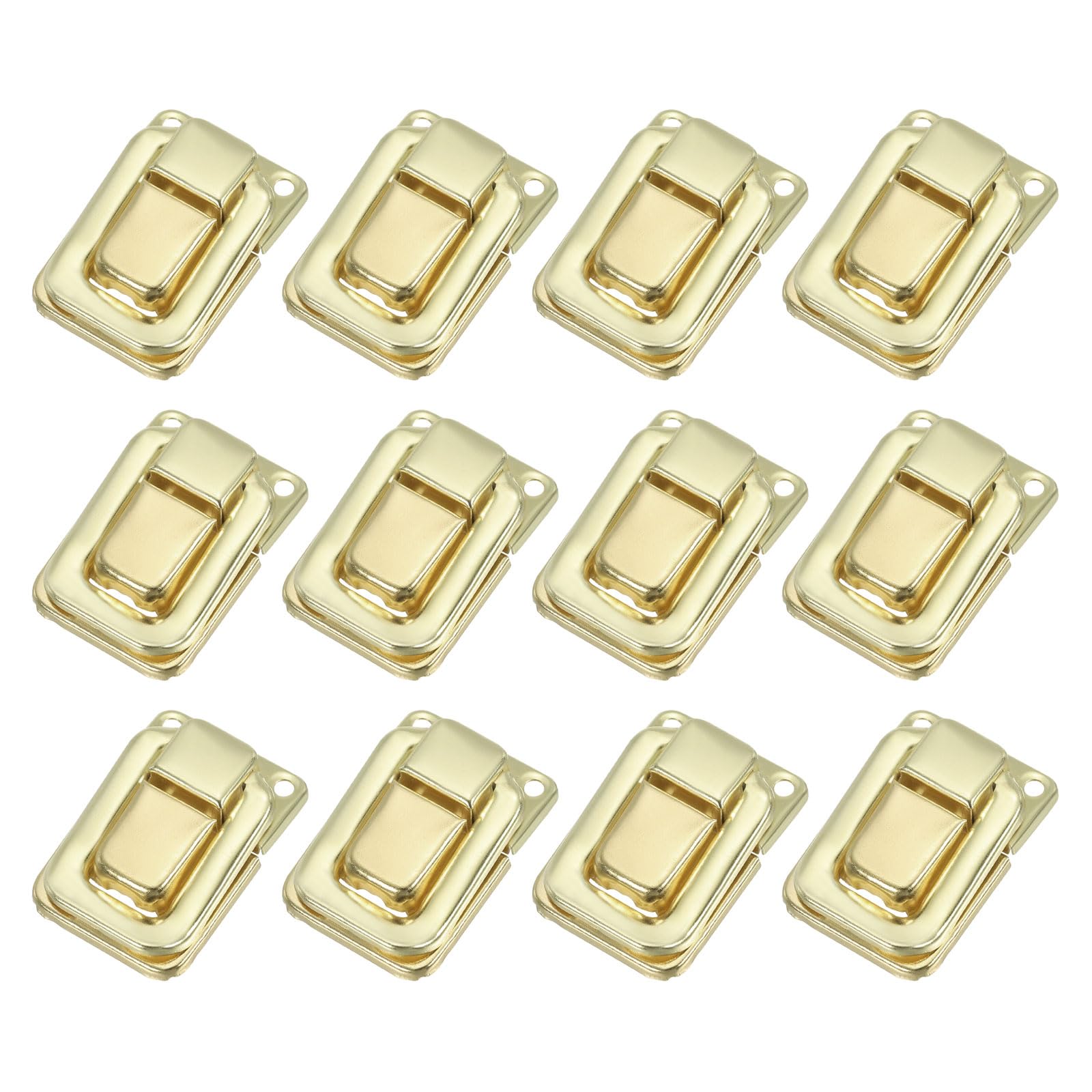 PATIKIL Toggle Catch Lock 1.4" x 0.9", 12 Pack Metal Buckle Hasp Lock Latch Clasp for Jewelry Box Wooden Case Decoration, Light Gold