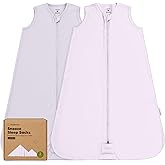 2-Pack Baby Sleep Sacks, Zipper Wearable Blanket - 0.5TOG Organic Cotton, Lightweight, Soft Cozy Toddler Sleeping Sack 6-12 months, Easy to Wear Large Newborn Transition Swaddles Sleepsacks (Lilac, M)