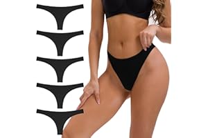 INNERSY Women's Breathable Cotton Thongs Basic G-Strings T-Back Underwear 5-Pack